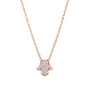 Alef Bet Necklaces Rose Gold Tiny Hamsa Sparkle Necklace - Gold, Silver or Rose Gold