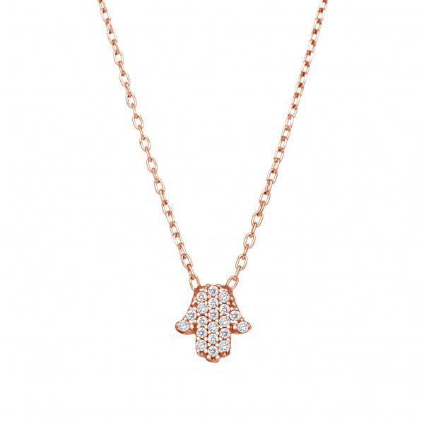 Alef Bet Necklaces Rose Gold Tiny Hamsa Sparkle Necklace - Gold, Silver or Rose Gold