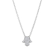 Alef Bet Necklaces Silver Tiny Hamsa Sparkle Necklace - Gold, Silver or Rose Gold