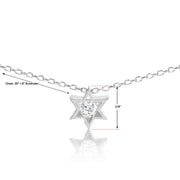 Alef Bet Necklaces Sterling Silver Silver Jewish Star of David Charm With Center Stone