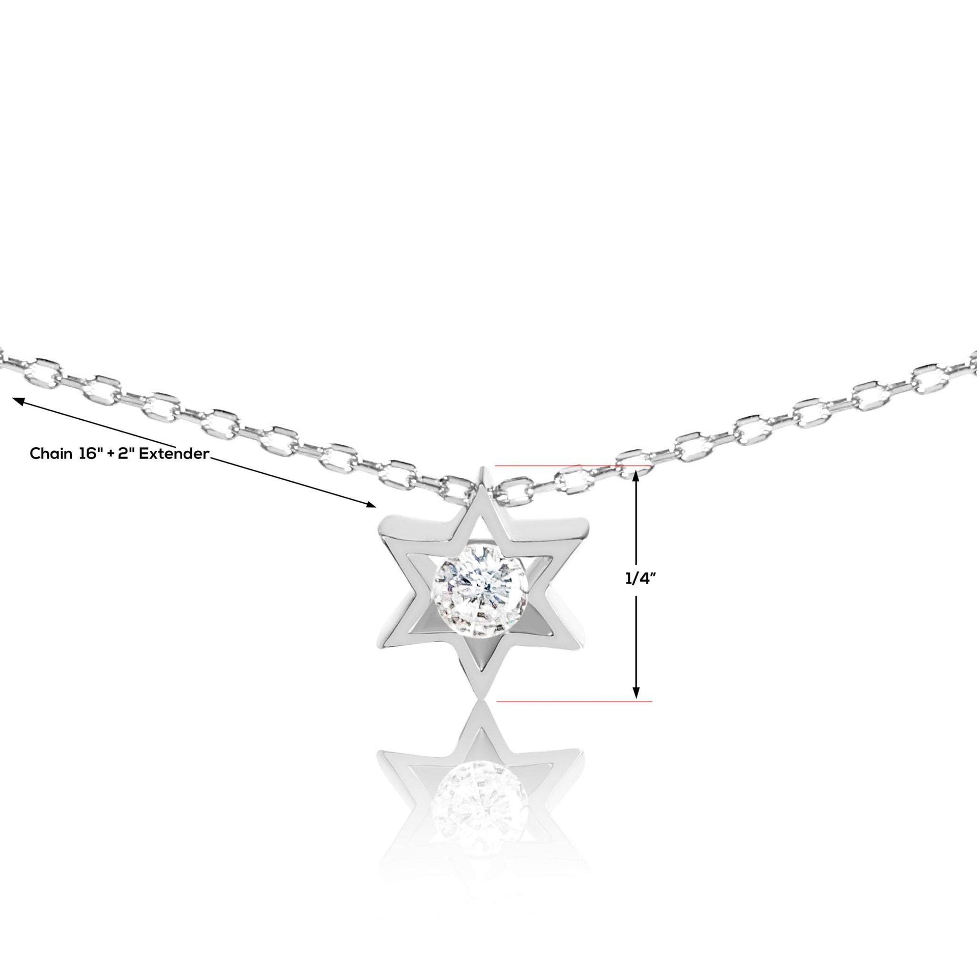Alef Bet Necklaces Sterling Silver Silver Jewish Star of David Charm With Center Stone