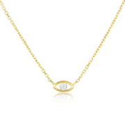 Alef Bet Necklaces Yellow Gold Evil Eye Diamond Bezel Necklace