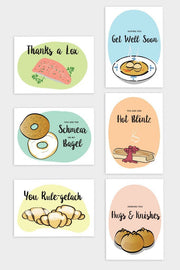 Chai and Home Card Jewish Noshery Greeting Cards, Set of 6