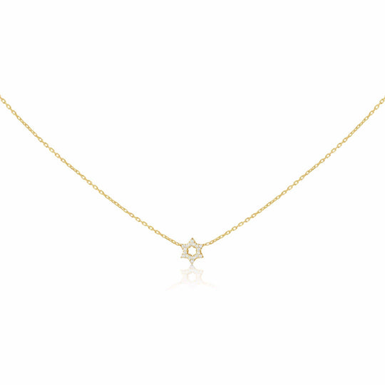 Diamond Pendant with Star of David - 14k Yellow Gold