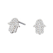 Alef Bet Earrings Diamond Hamsa Earrings - 14k Gold or Sterling Silver