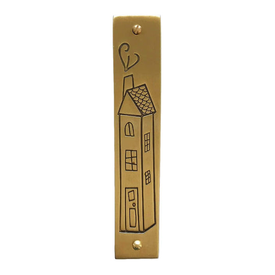 Brass Home Sweet Home Mezuzah by Emily Rosenfeld