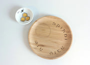 Mickala Design Serving Plate or Platter Bamboo and Ceramic Apple and Honey Dish Set - Colorful