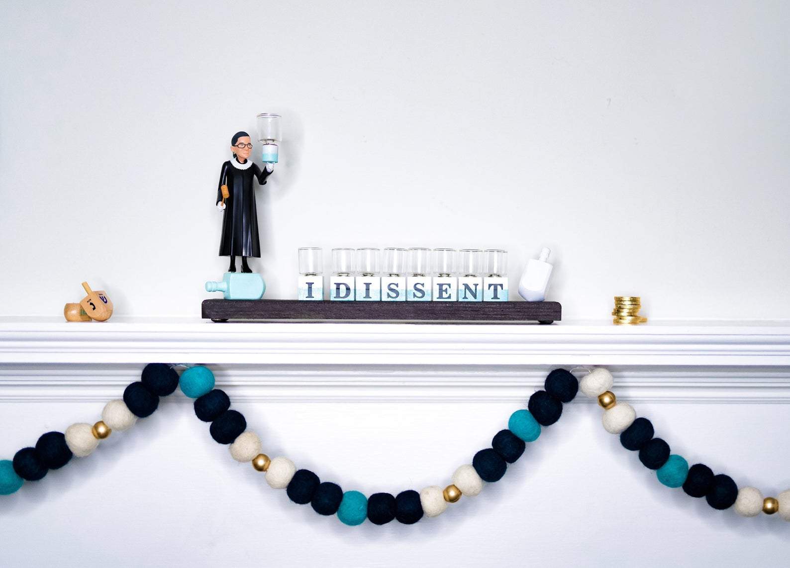 The Glamorous Elephant Menorahs "I Dissent" RBG Ruth Bader Ginsburg Menorah - Standard or Oil