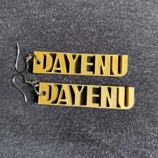 Dayenu Laser-cut Acrylic Dangle Earrings - Gold or Silver