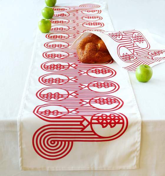 Studio Armadillo Tablecloth Modern Geometric Pomegranate Tablecloth - Red