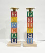 Naturally Wood Creations Menorahs Copy of Wooden Block Name Menorah