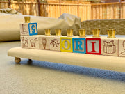 Naturally Wood Creations Menorahs Wooden Block Name Menorah