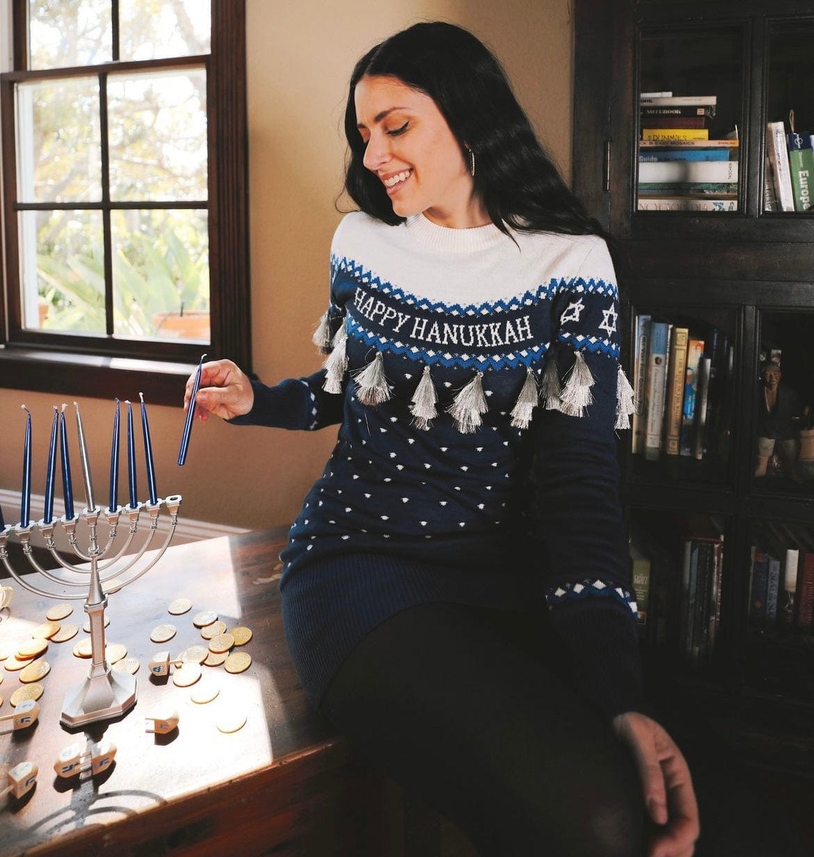 Women's Happy Hanukkah Tassel Sweater by Tipsy Elves (Size XS - 5XL)