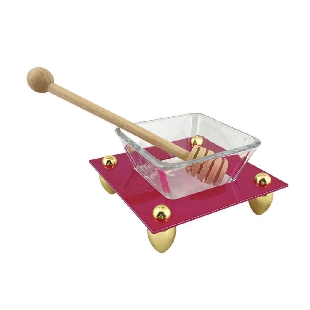 Joy Stember Honey Dishes Steel and Brass Honey Dish by Joy Stember - Hot Pink