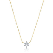 Alef Bet Necklaces Yellow Gold Petite Diamond Jewish Star Necklace in 14k Gold, White Gold or Rose Gold