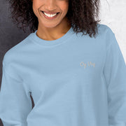 ModernTribe Sweatshirts Light Blue / S Embroidered Oy Vey Unisex Sweatshirt - Black, Light Blue or Pink