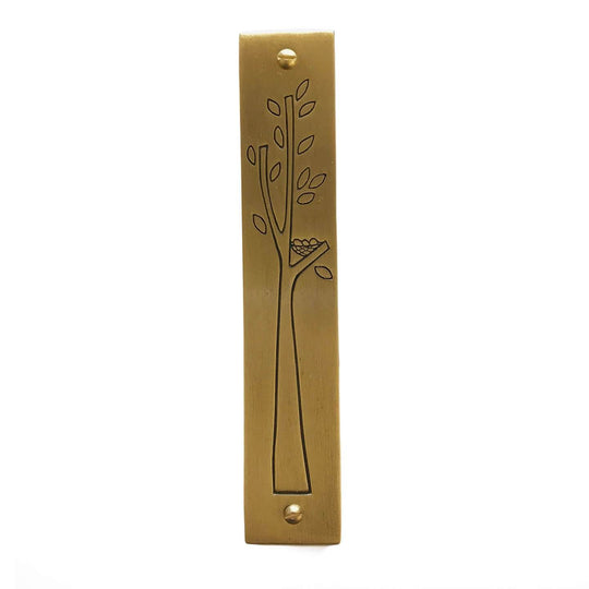 Brass Nest Mezuzah by Emily Rosenfeld