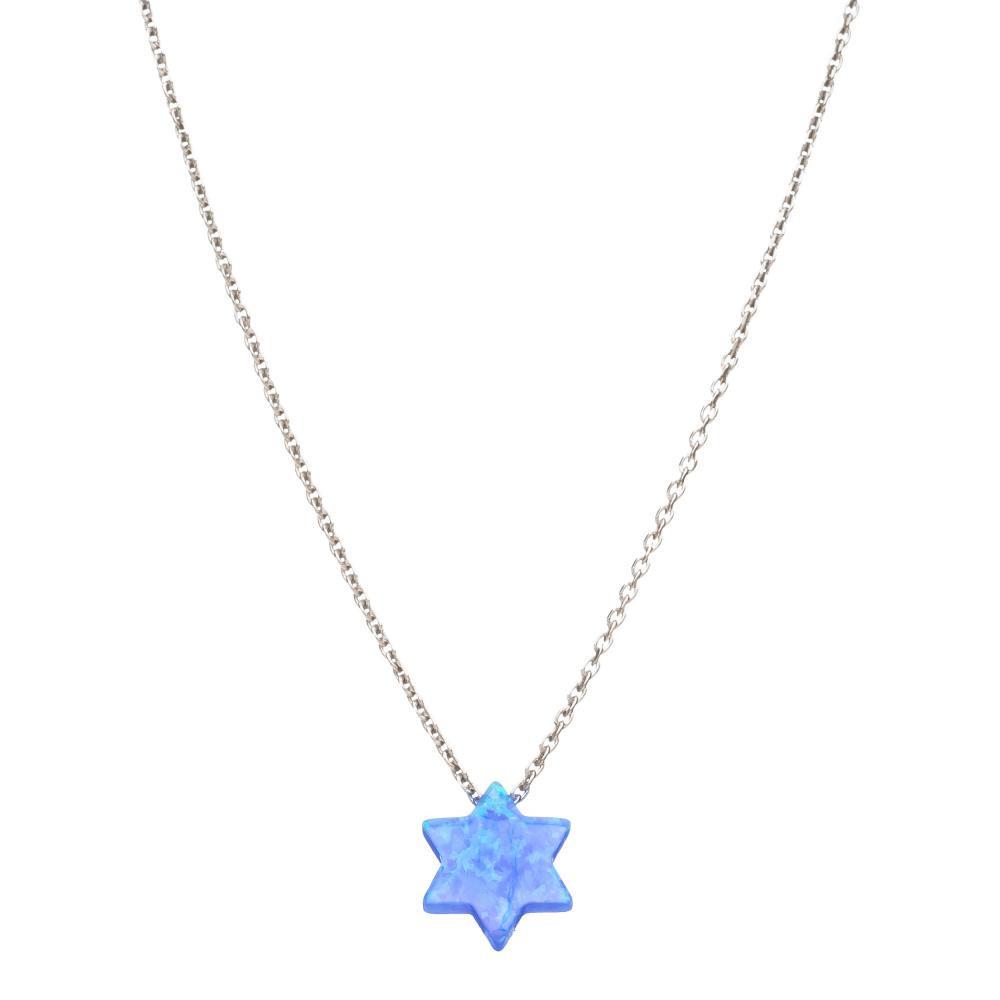 Opal Star of David Necklace Blue - Main Image