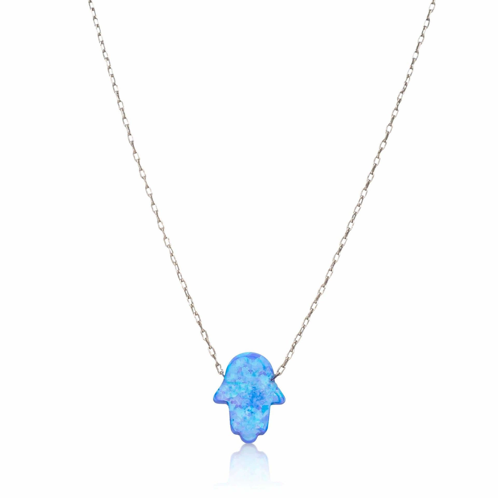 Alef Bet Necklaces Blue Opal Blue Opal Hamsa Necklace