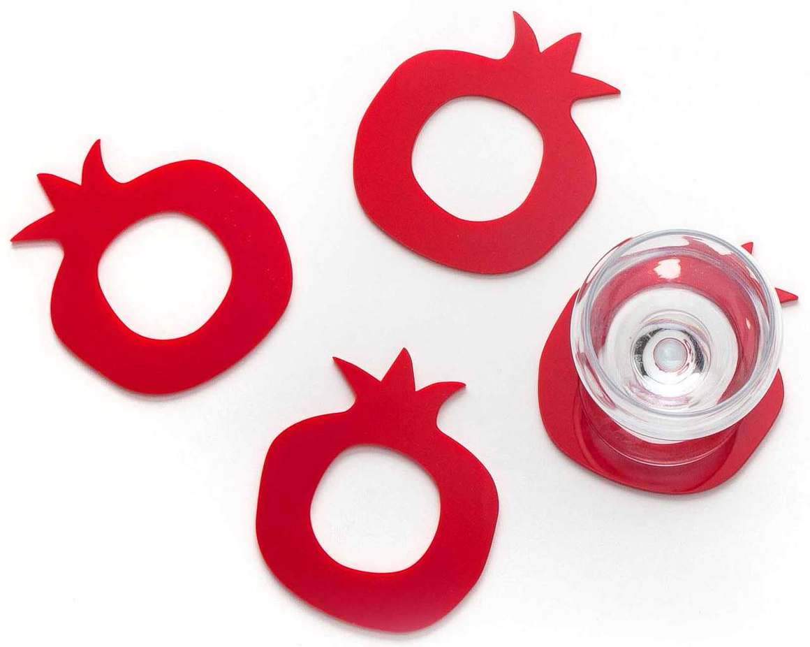 Barbara Shaw Coasters Default Pomegranate Coasters & Napkin Rings - Set of 4