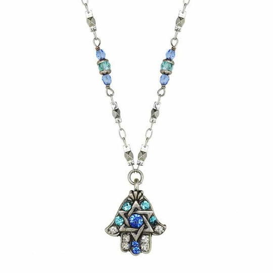 Blue Star of David Hamsa Necklace by Michal Golan