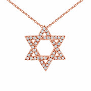 Alef Bet Necklaces 14k Rose Gold / 16" Star of David Sparkling Diamond 14k Gold Necklace - Gold, White Gold or Rose Gold