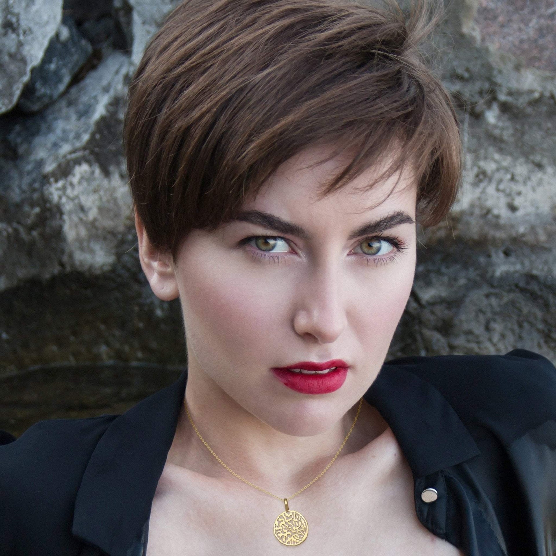 Alef Bet Necklaces 14k gold plate 14k Gold Shema Pendant