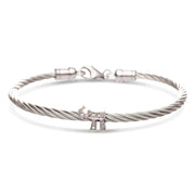 Alef Bet Bracelets Silver Chai Diamond Stacking Cable Bracelets - Rose Gold, Gold, Silver or Black