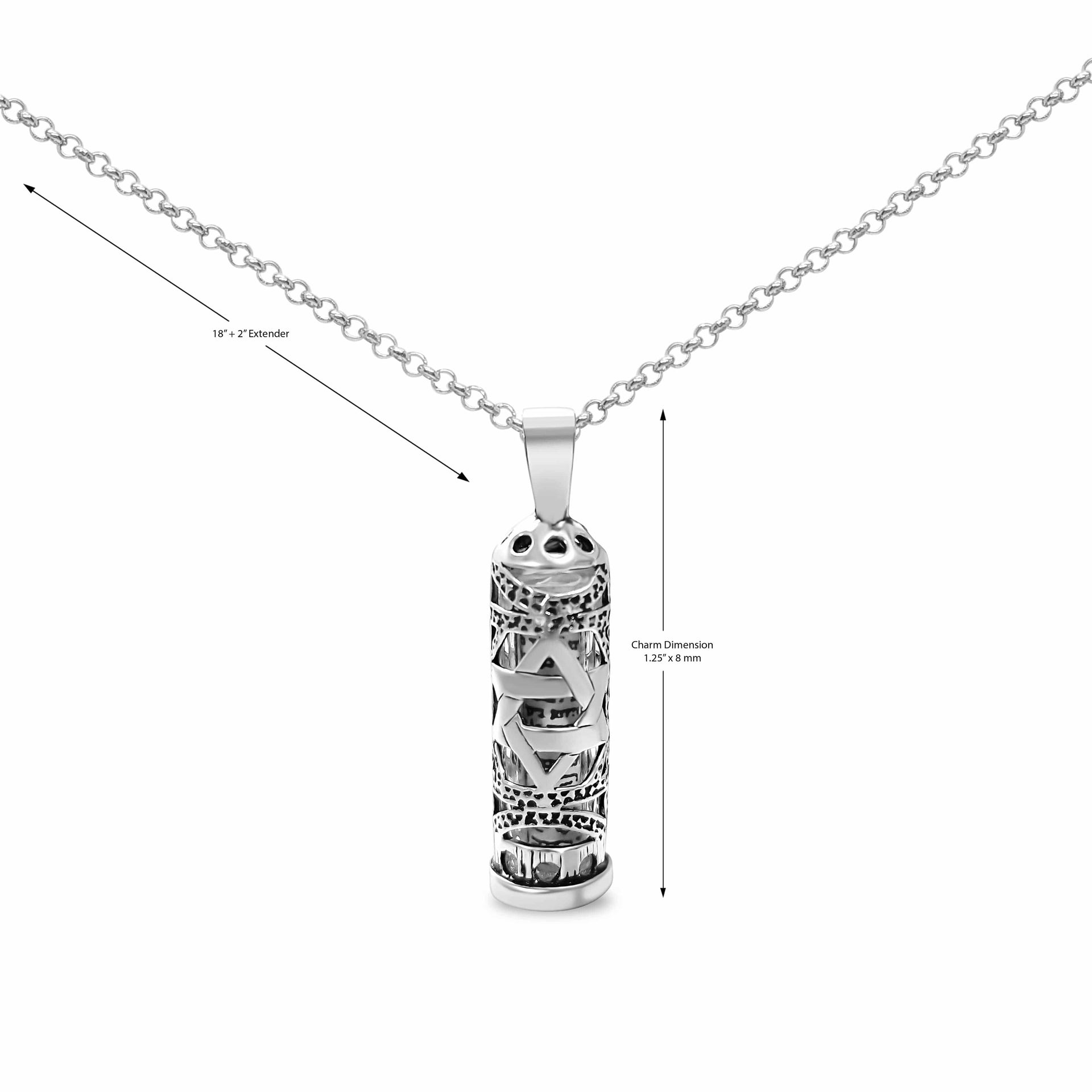 Alef Bet Necklaces Silver Star Mezuzah Necklace