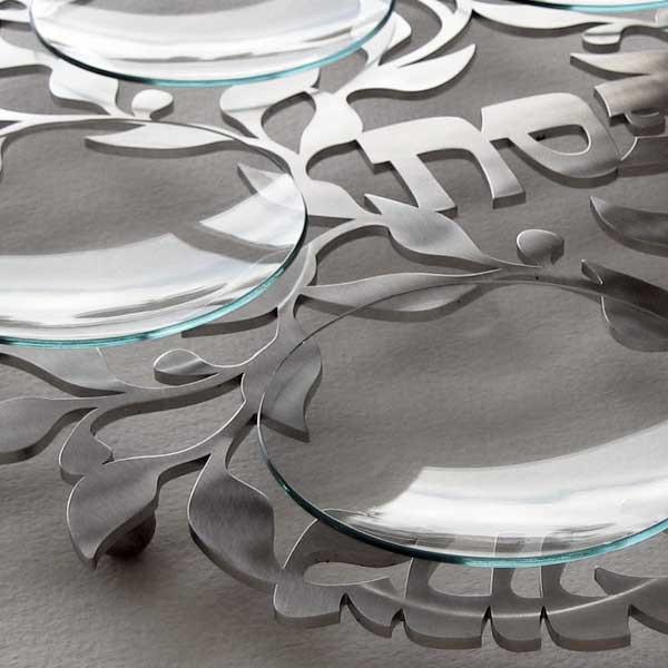 Melanie Dankowicz Seder Plate Default Laser Cut Spring Seder Plate in Silver by Melanie Dankowicz