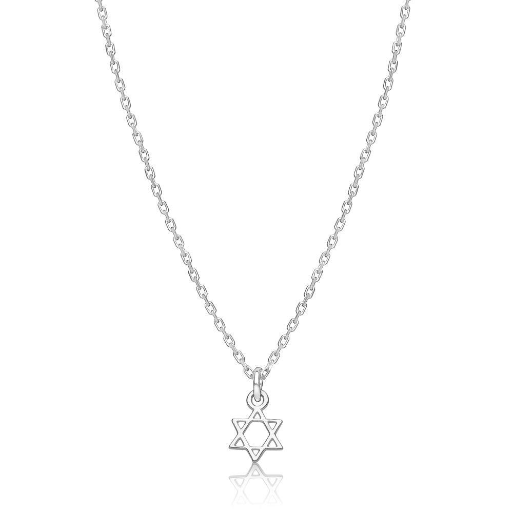 Alef Bet Necklaces Sterling Silver Tiny Jewish Star of David Necklace - Sterling Silver or Gold