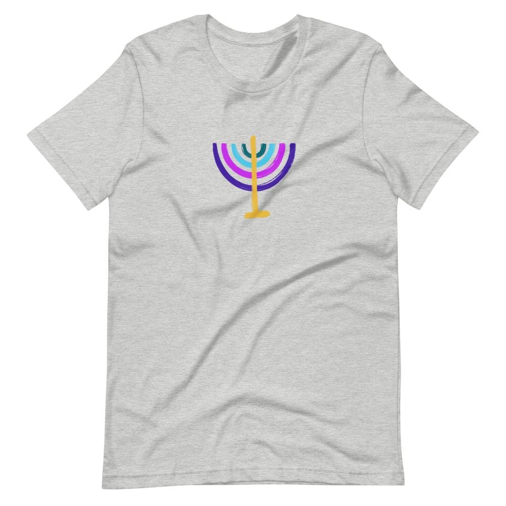 ModernTribe T-Shirts Athletic Heather / S Colorful Menorah Unisex T-Shirt