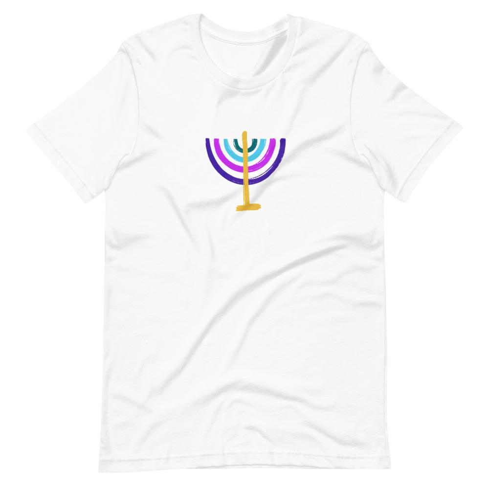 ModernTribe T-Shirts White / XS Colorful Menorah Unisex T-Shirt
