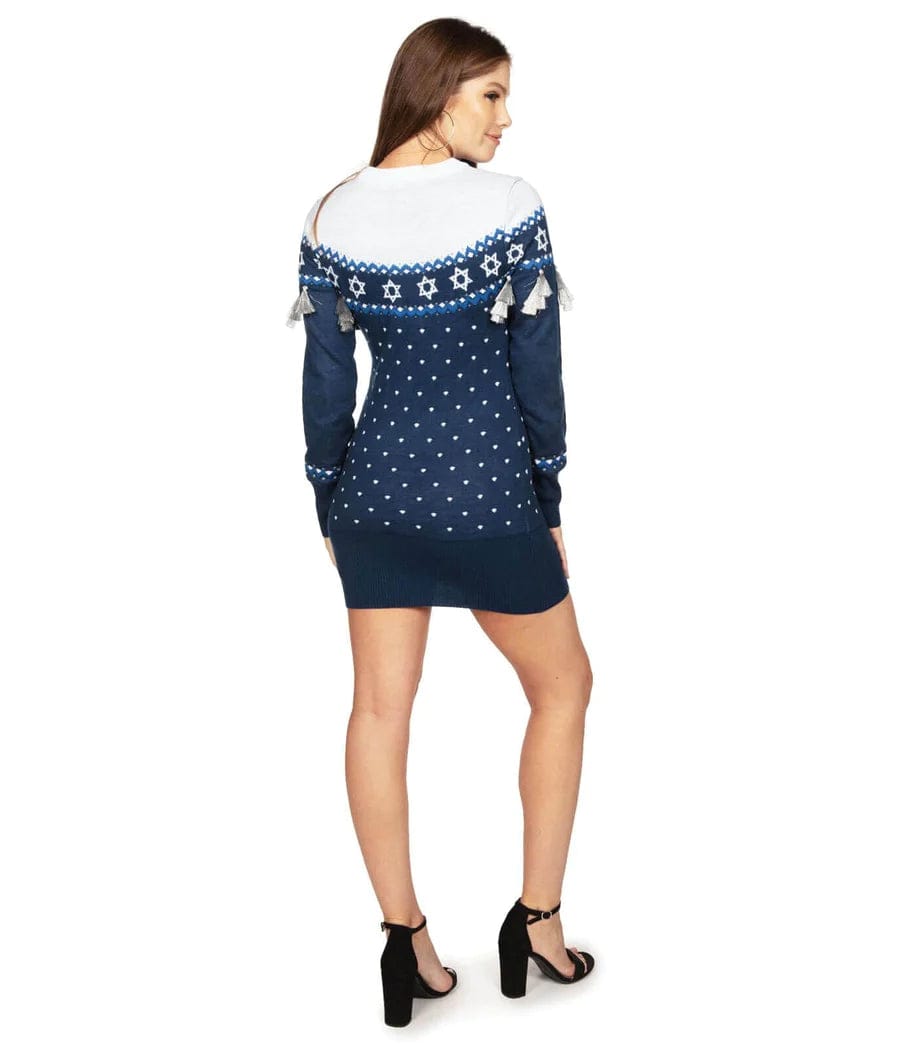 Tipsy Elves Dresses Fringe Hanukkah Sweater Dress by Tipsy Elves - (Sizes XS - 5XL)