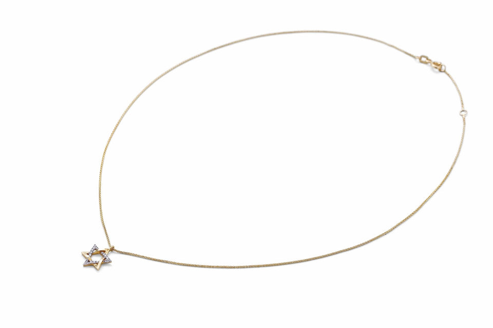 Israel Museum - Star of David and Diamonds Intertwined Necklace by Israel Museum - 14k Gold - ModernTribe