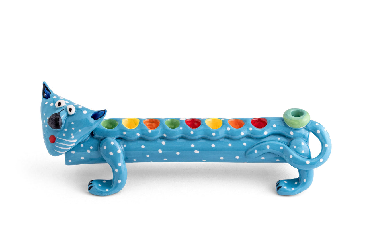 Israel Museum Menorahs Handmade Ceramic Cat Menorah by Israel Museum