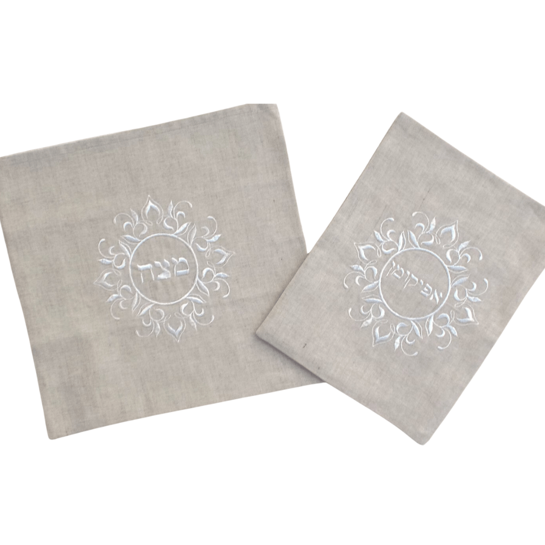 Three Generations - Botanical Linen Matzah Cover and Afikomen Bag Set - ModernTribe
