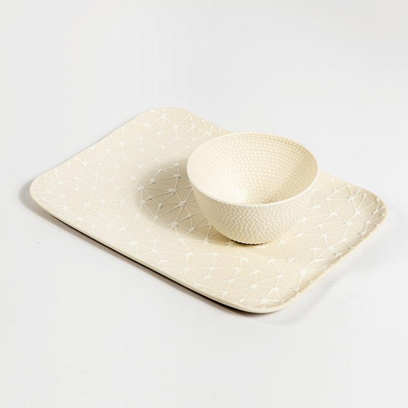 Maiyan Ben Yona Honey Dishes Star of David Pattern Honey Dish Set by Maiyan Ben Yona - White