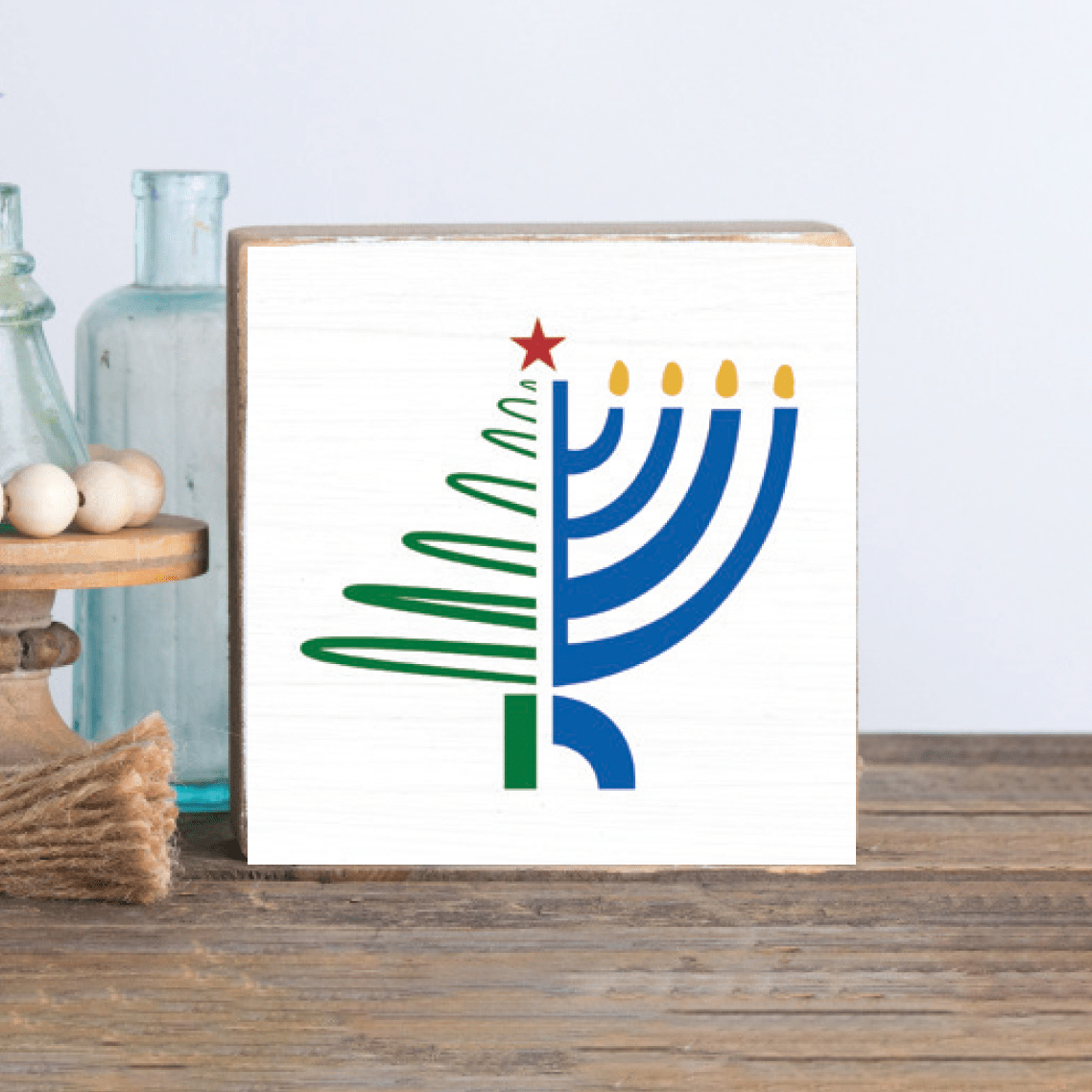 Rustic Marlin - Chrismukkah Decorative Wooden Block - ModernTribe