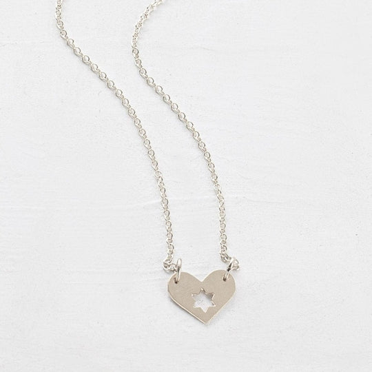 Silver Israel at Heart Necklace - 20% of Proceeds Donated