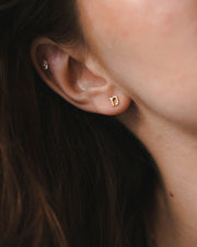 HOTCROWN Earrings Alef Bet Hebrew Letter Stud Earring - 14k Yellow, White or Rose Gold