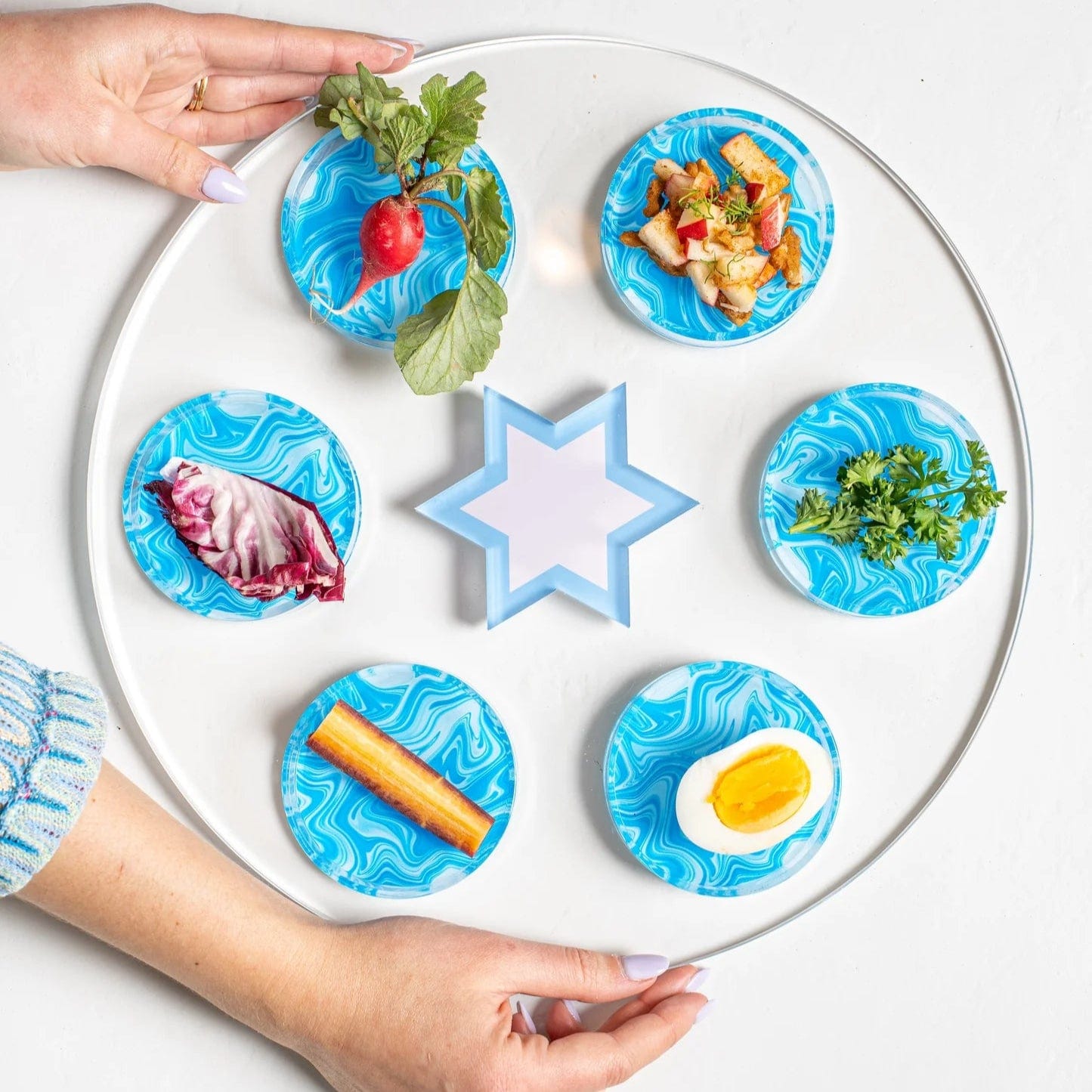 The Nosh Table Seder Plates Blueberry Swirl Seder Plate