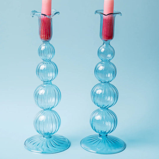 Venetian Blue Shabbat Candlesticks