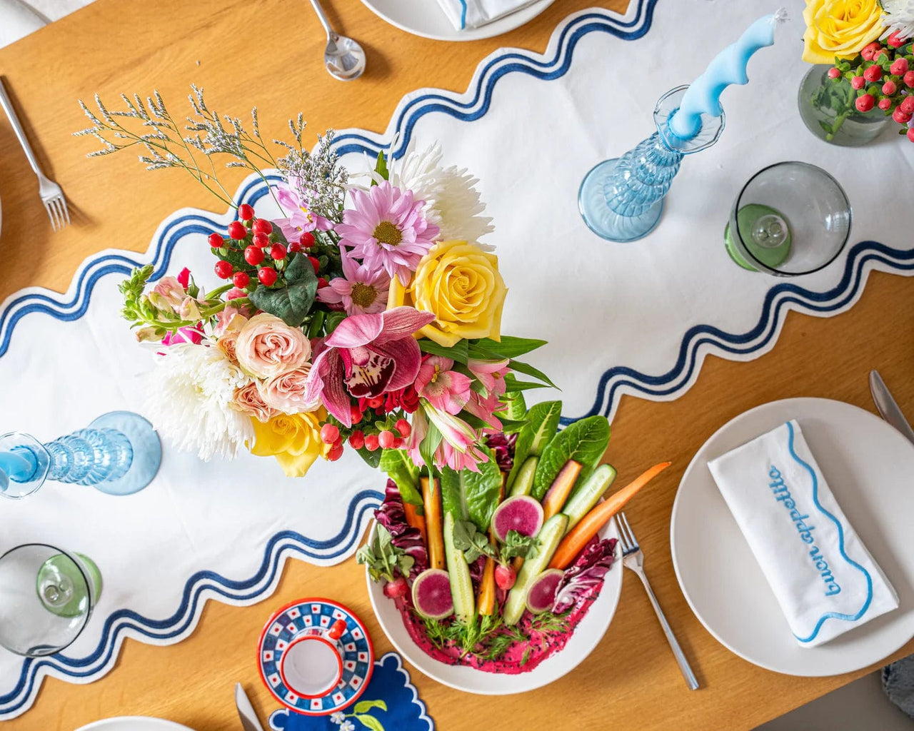 The Nosh Table - Venetian Blue Shabbat Candlesticks - ModernTribe