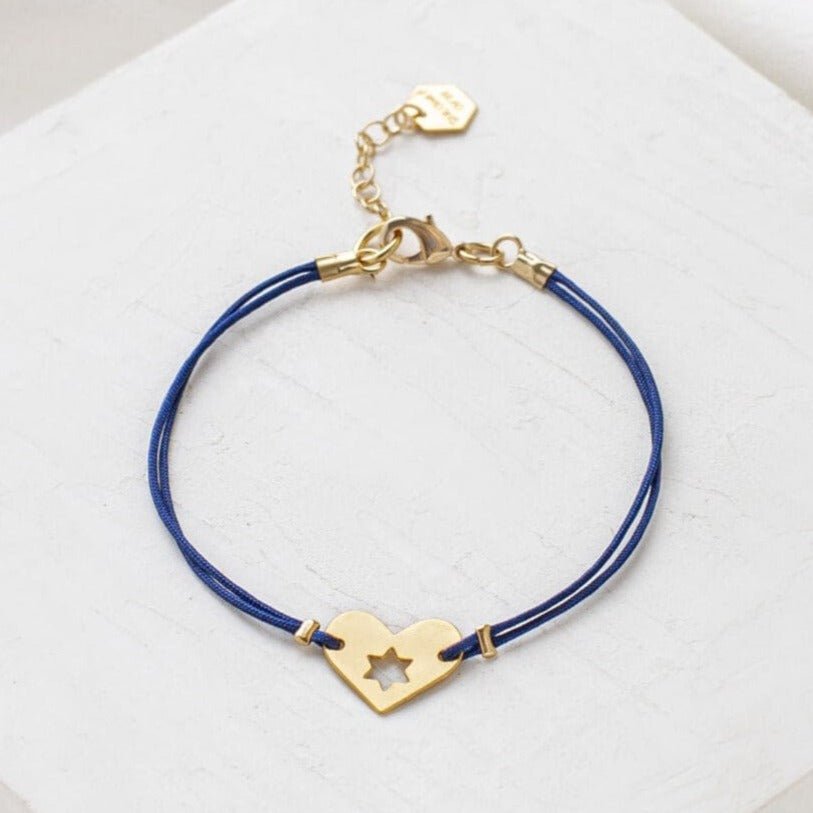 Shlomit Ofir - Gold and Dark Blue Israel at Heart Bracelet - 20% of Proceeds Donated - ModernTribe