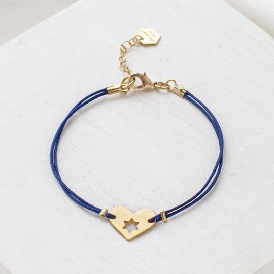 Gold and Dark Blue Israel at Heart Bracelet - 20% of Proceeds Donated
