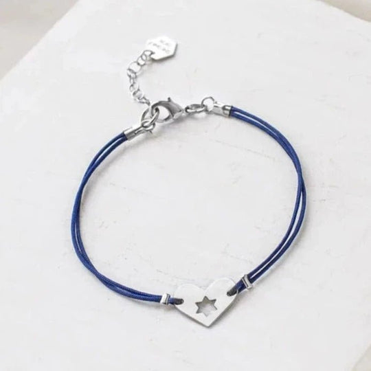 Silver and Dark Blue Israel at Heart Bracelet - 20% of Proceeds Donated