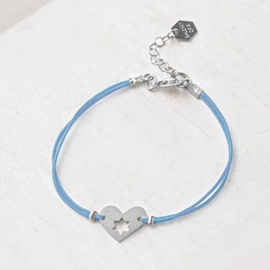 Silver and Light Blue Israel at Heart Bracelet - 20% of Proceeds Donated