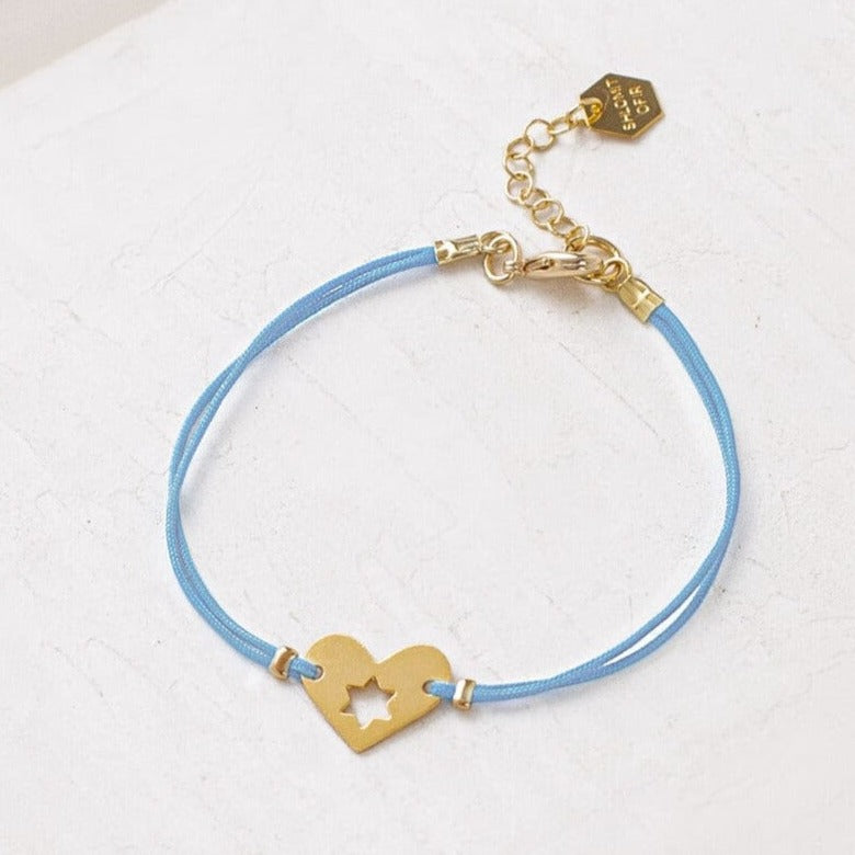Shlomit Ofir Necklaces Gold Israel At Heart Bracelet - Light Blue
