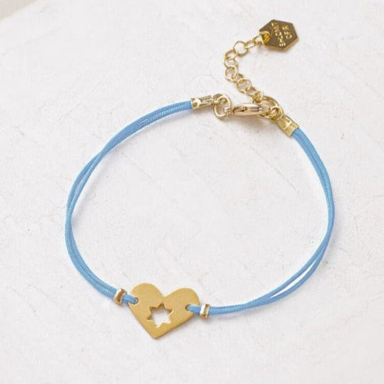 Gold and Light Blue Israel at Heart Bracelet - 20% of Proceeds Donated